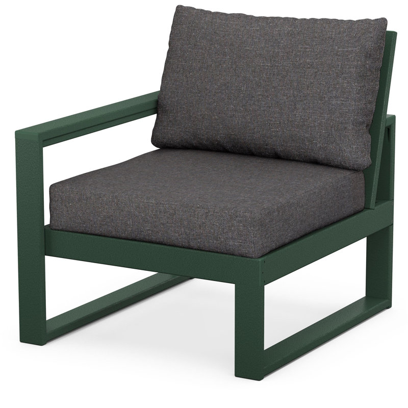 POLYWOOD Outdoor Lounge Chair, Green, Ash Charcoal