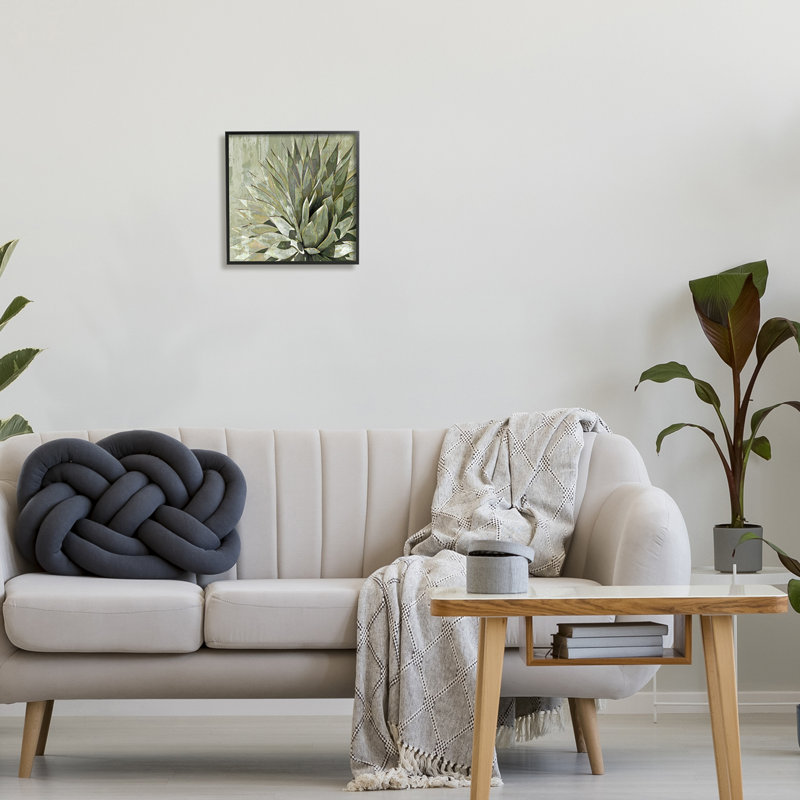 «Green Botanical Abstract Leaves» encadré sur bois par Lindsay Benson, peinture, Giclée encadrée noir minuit