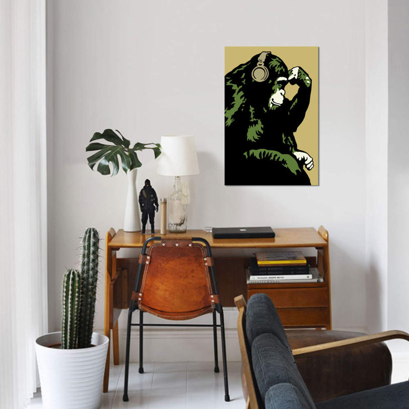 «Monkey Thinker Army», reproduction d'impression sur toile, H 12 po x l 8 po x P 0,75 po, Toile tendue, Pas de tapis