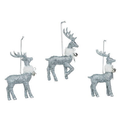  Ensemble de 3 décorations de Noël pour renne collier de fourrure chatoyant