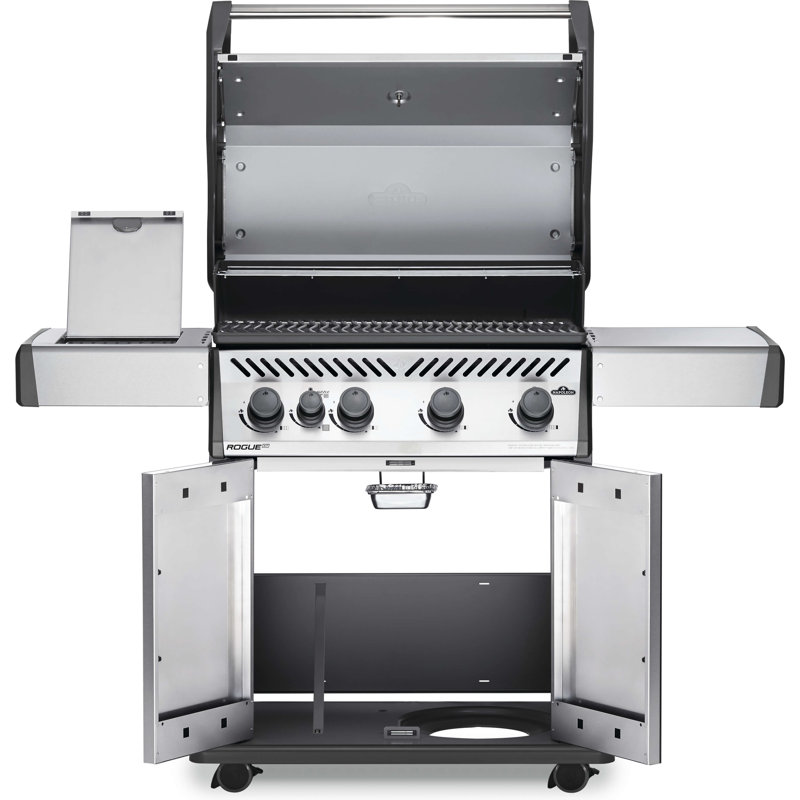 Barbecue au gaz autoportant à 4 brûleurs de 57 000 BTU avec brûleur latéral et armoire Rogue Napoleon, Propane liquide
