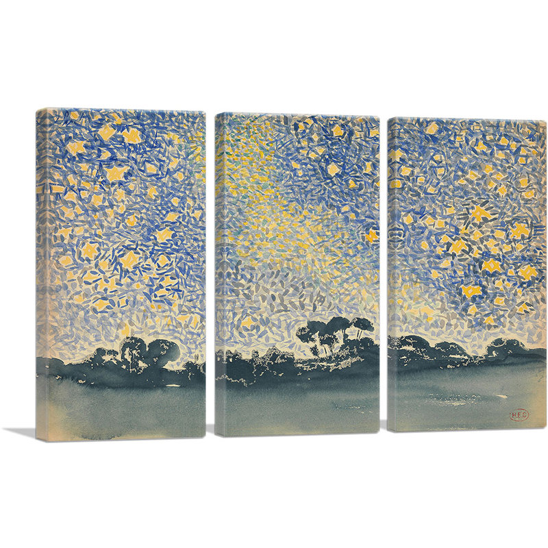 Paysage avec étoiles 1908 - 3 pièces, H 40 po x l 60 po x P 0,75 po