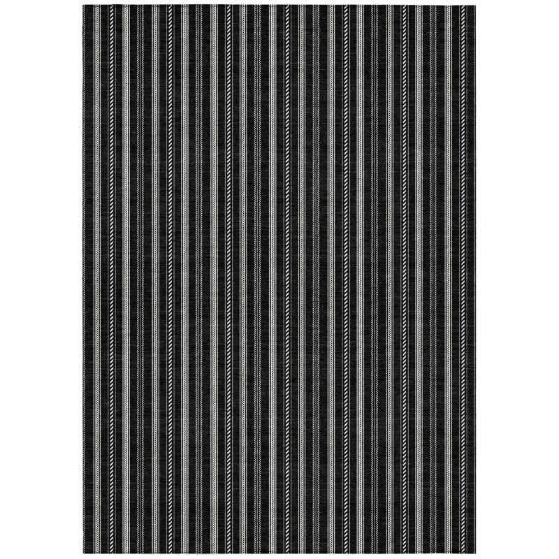 Tapis intérieur lavable rayé noir 5 pi x 8 pi