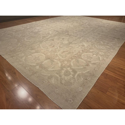 Tapis de salon traditionnel noué à la main en laine afghane de 10 pi x 14 po, tapis traditionnel beige noué à la main Sultanabad