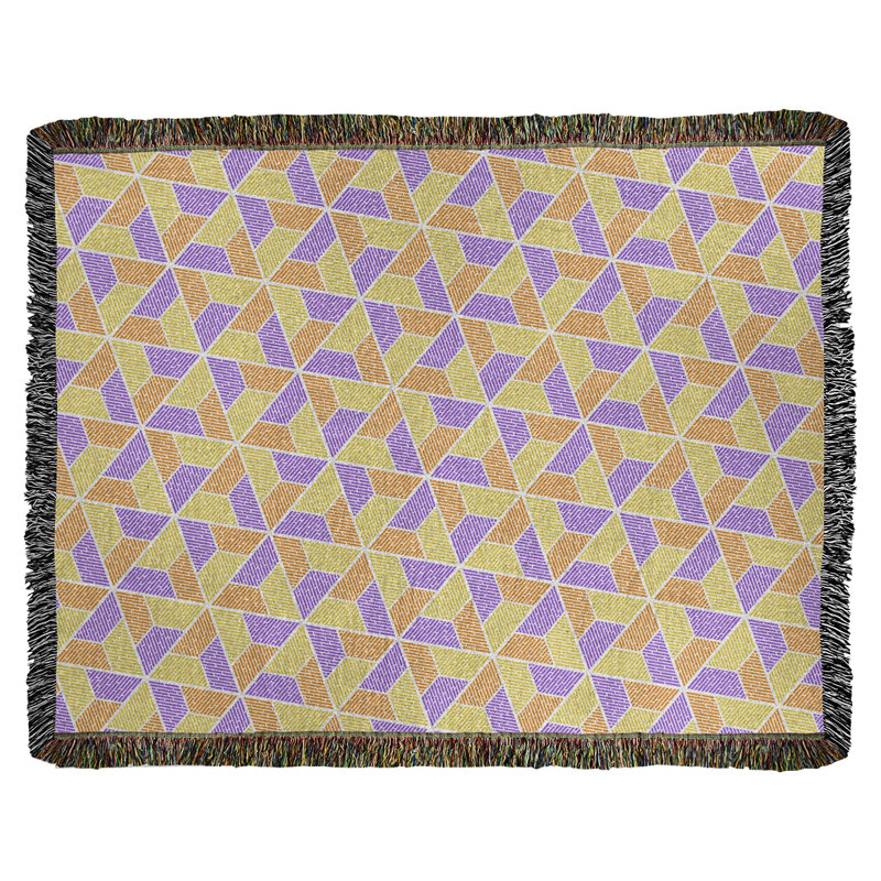 Couverture tissée Katelyn Elizabeth Trapezoids, l 60 po x L 80 po, Jaune/Orange/Mauve