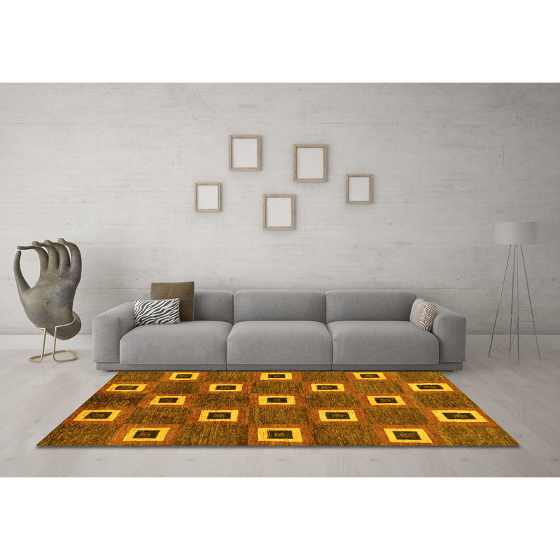 Hardiene Washable Abstract Indoor Rug, Square 6'