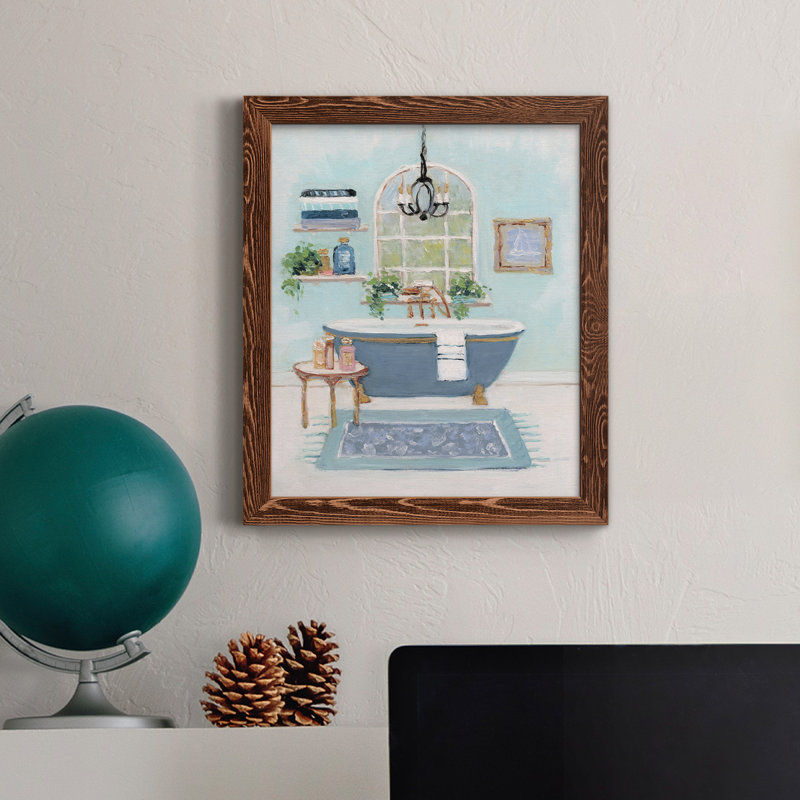 «Blue Bath I», peinture sur toile encadrée, H 44 po x l 31 po x P 1 po, Érable