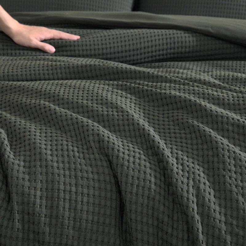 Ensemble d'édredon réversible Kenneth Cole, Édredon pour très grand lit + 2 très grandes ta, Vert