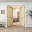 Intérieur 2 portes en bois de pin, portes françaises doubles en pin massif naturel Colonial, cadre blanc et quincaillerie noir mat - levier de porte d'intimité avec serrure, loquet et charnières, fini et peint, garde-manger, pièce, chambre à coucher, salle de bain et garde-robe, 72 po x 80 po-108215964-108941168