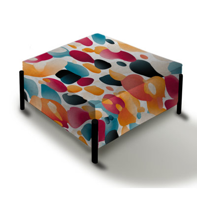 Pink And Blue Vibrant Abstract Wilderness - Abstract Large Square Ottoman