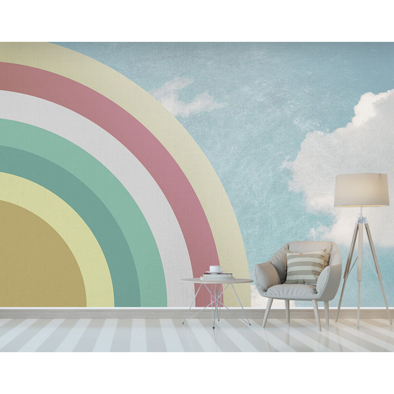 Papier peint amovible demi-arc-en-ciel et nuages, L 48,96 po x L 75 po