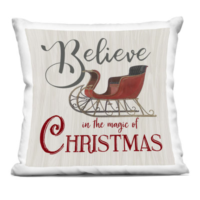Believe Magic Of Christmas Decorative Printed Throw Pillow, design by Charity Henderson