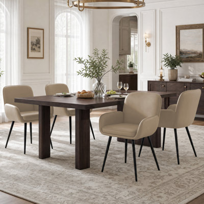 Chaises de salle à manger rembourrées en similicuir avec pieds en métal (lot de 4)