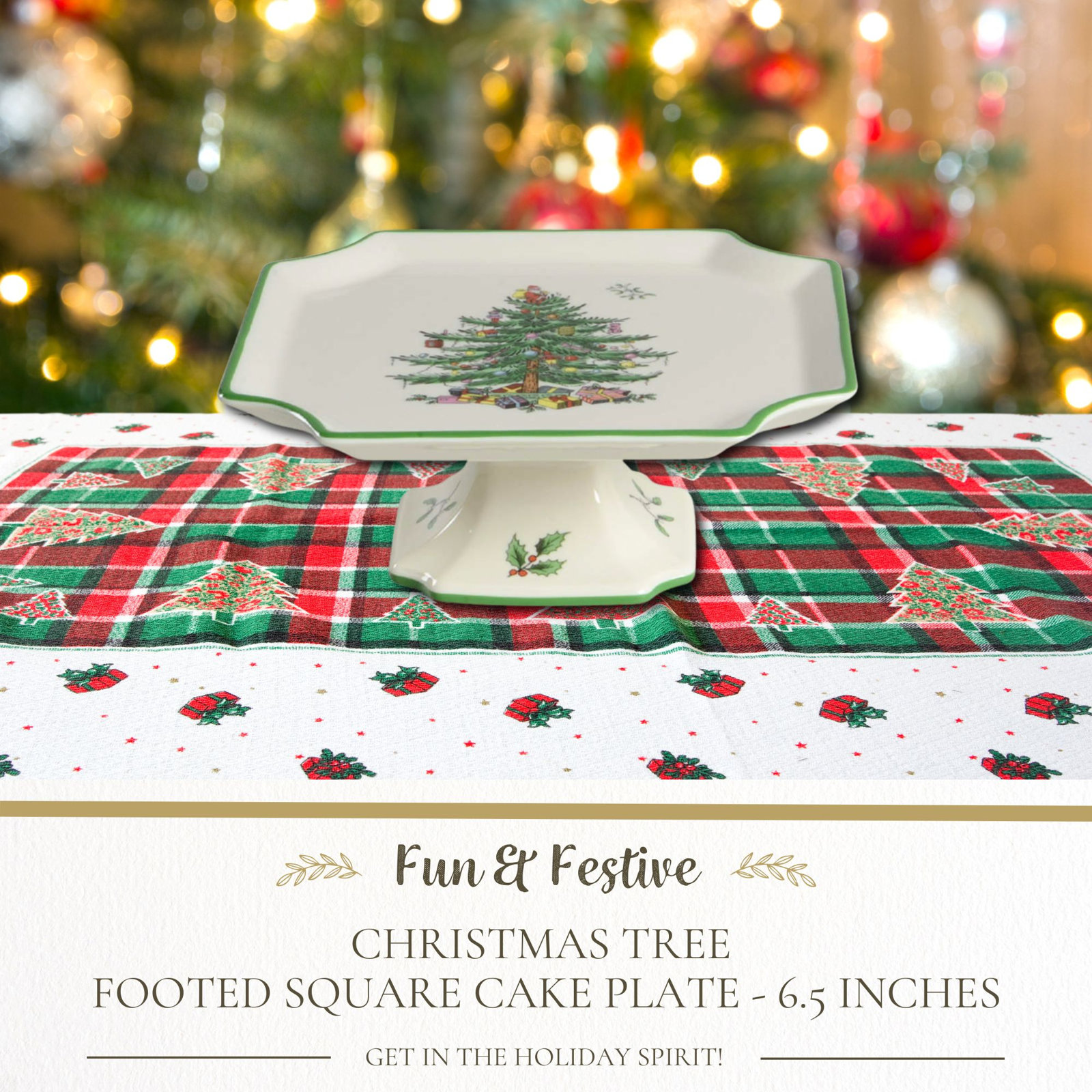 Christmas Tree Porcelain Cake Stand
