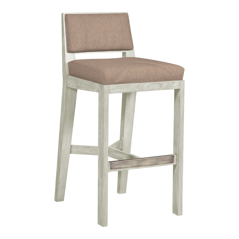 Scoville By Thom Filicia Upholstered Counter Stool with Solid Wood Frame, Navada Mushroom, Navajo
