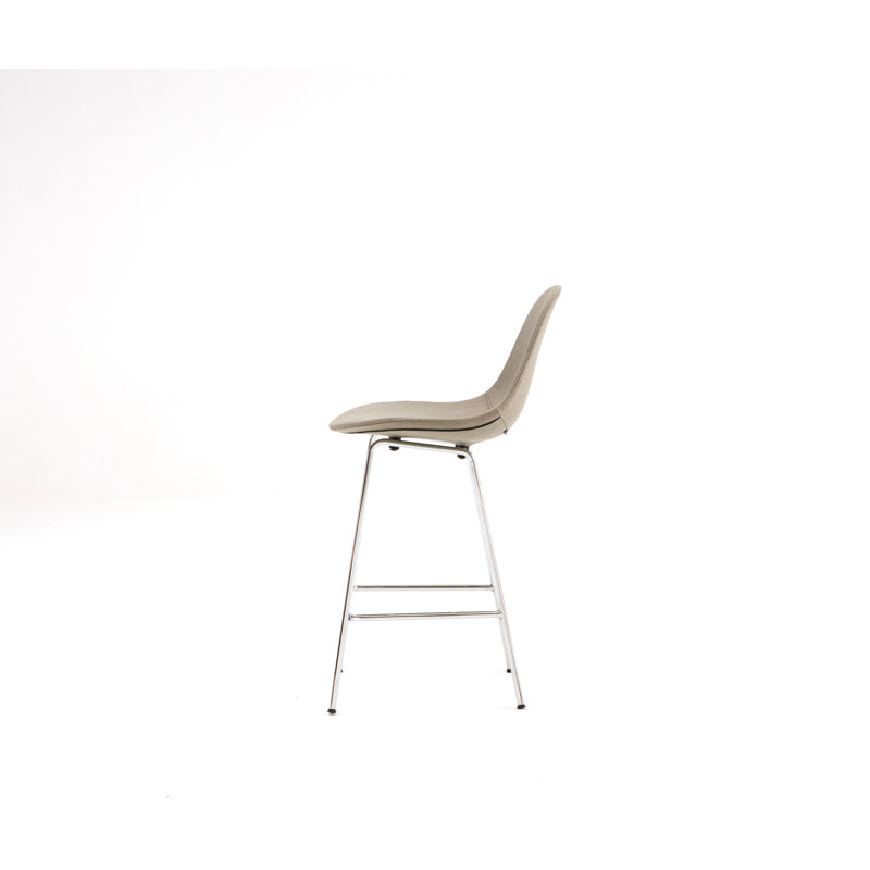 TA Upholstered Bar & Counter Stool, Counter Height (25.5" Seat Height), Gray, Chrome
