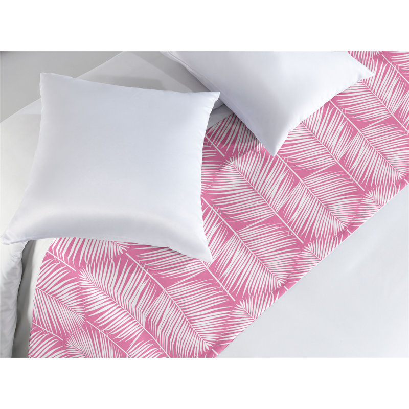 Chemin de lit en satin , Très grand lit, Rose/Blanc