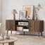 Console en bois avec 2 portes à rainures verticales