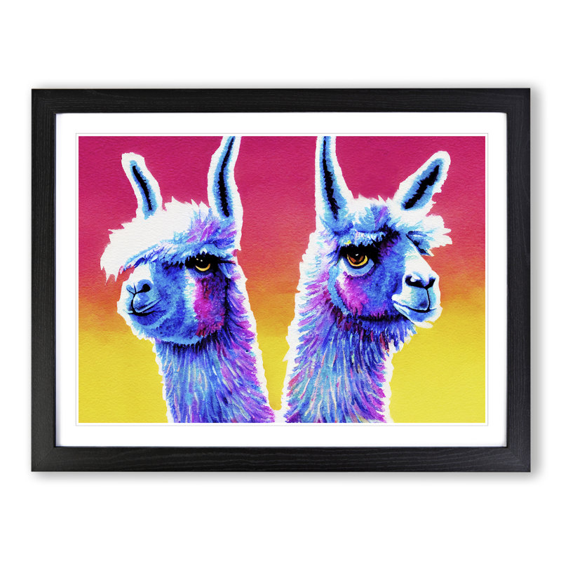 Colourful Llamas Vol.4 1 Piece Wall Art, 46cm H x 64cm W x 2cm D, Black Framed