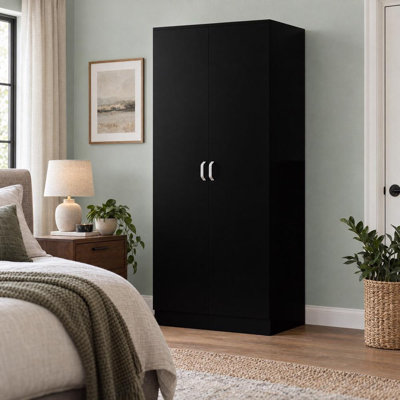 Lycinda 2 Door Double Wardrobe - Matt Finish, Scratch Resistant, Brushed Chrome Metal Handles