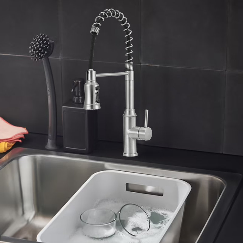 Belfry Kitchen Pull Out Kitchen Faucet, Silver