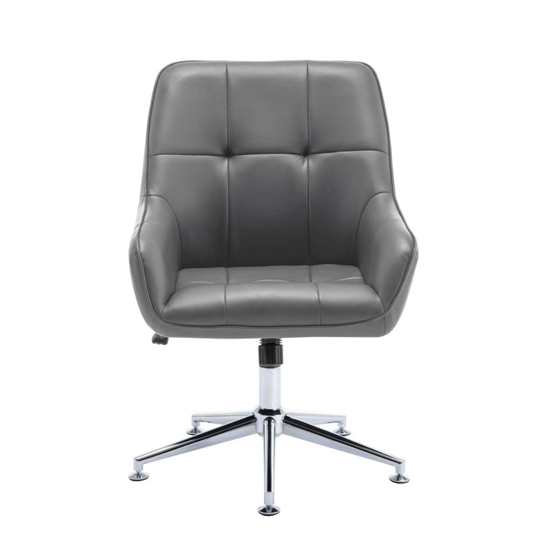 Chaise de bureau en similicuir Dahmen, roulettes et pieds inclus, Gris