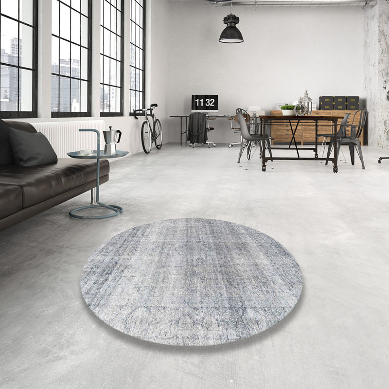 Tapis traditionnel gris / beige Demareo, Rond 4 pi