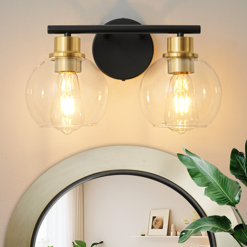 Aanay Dimmable Bathroom Vanity Light, Matte Black/Gold, 2