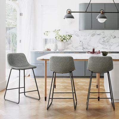 Hambrook Faux Leather Sled Base Bar and Counter Stool