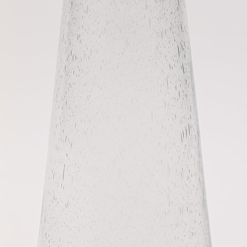 Modern Decorative Round Drink Table with Glass Base and Top with Gold Metal accent, Clear