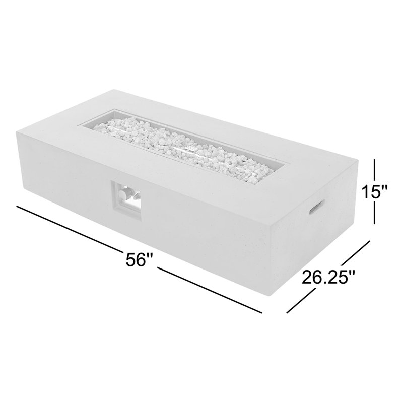 Belle 15" H x 56" W Concrete Propane Outdoor Gas Fire Pit Table, Dark Gray