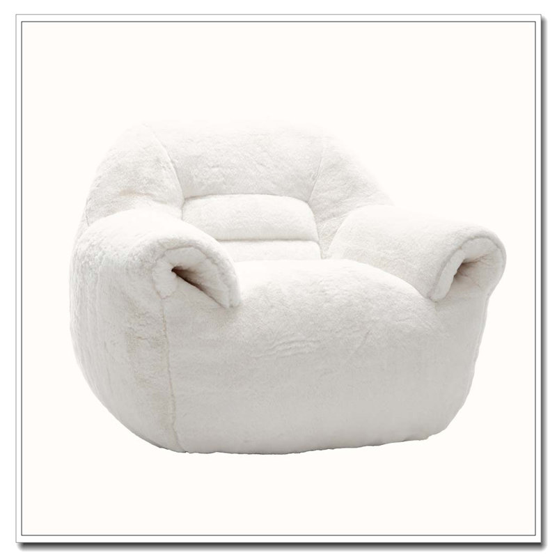 Fauteuil à billes en fausse fourrure, Blanc
