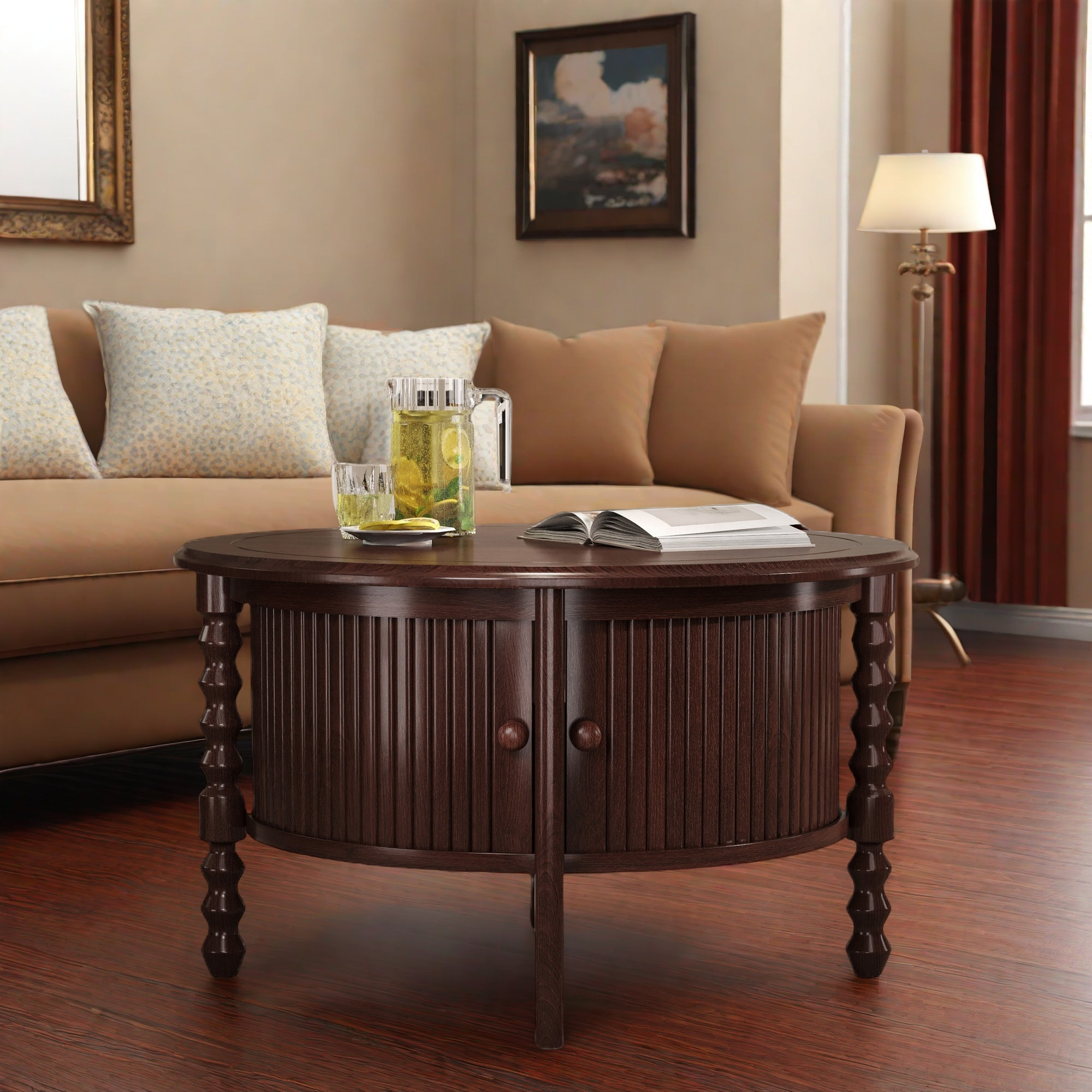 15 Round Coffee Table Decor Ideas: Because That Empty Circle is Judging You - Retro Round Coffee Table Apartment Decor