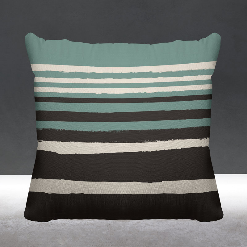 Coussin décoratif abstrait / minimaliste intérieur / extérieur, 19 po x 19 po, Turquoise, Carré