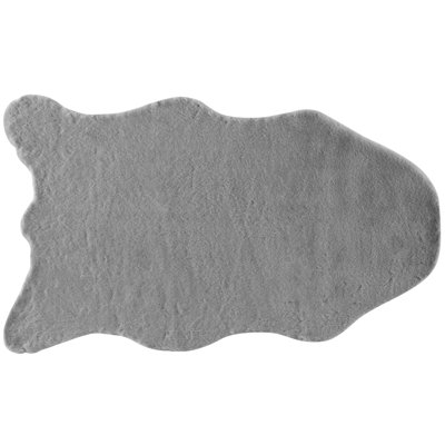 Tapis gris en fausse fourrure de poils longs de lapin et flokati en polyester Purvis