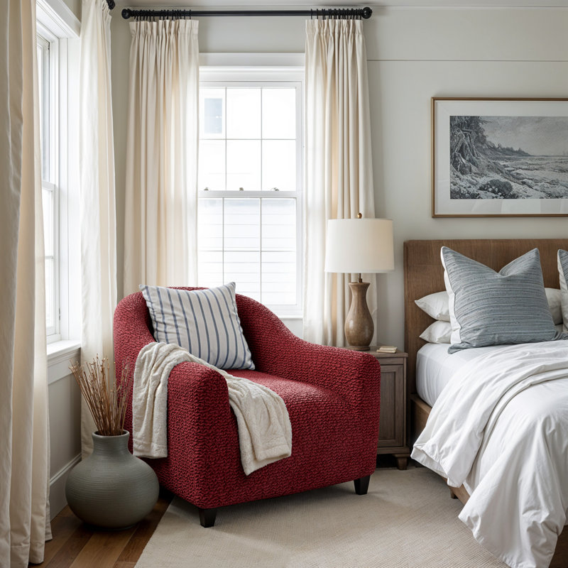 Stretchy Slipcover for Barrel Chair - Easy to Clean & Durable - Comfort Collection, Burgundy