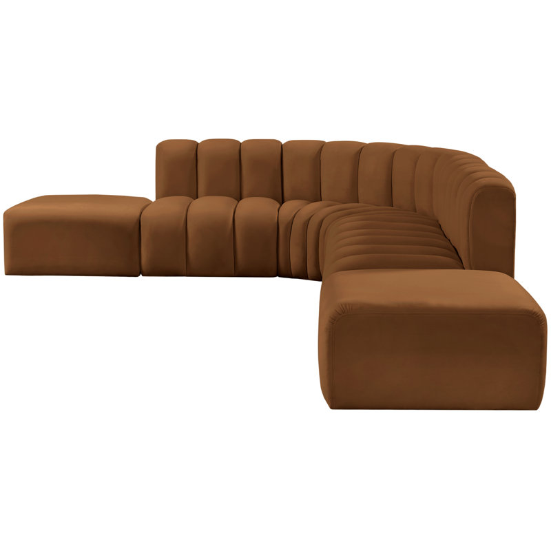 Hrefna Upholstered Curved Sectional with Ottoman Reversible, Saddle Velvet