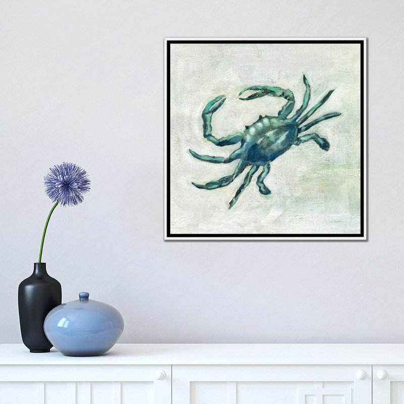 Indigo Sea Life II par Silvia Vassileva - reproduction d'art, H 18 po x l 18 po x 1,5 po, White Framed, Pas de tapis