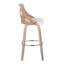 Tabouret de bar à hauteur fixe avec pivot en bois blanchi et similicuir blanc avec repose-pieds rond en métal chromé - ensemble de 2