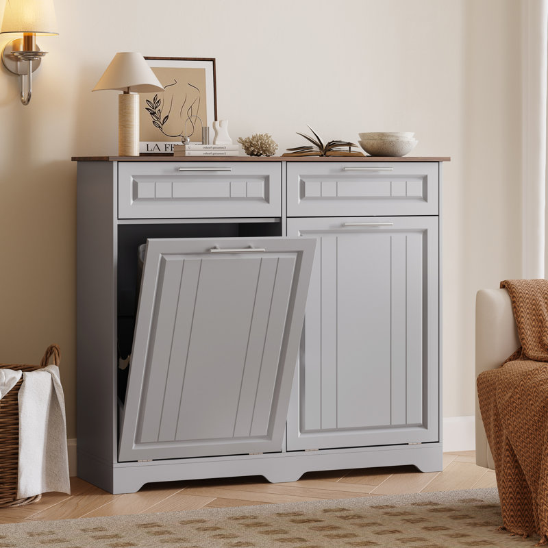 20-Gal Tilt-Out Trash Cabinet with Deodorizing Feature, 20 Gallons, Gray