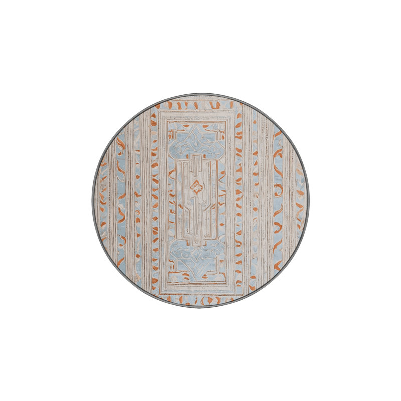 Machine Washable Gray Area Rug, Round 3'