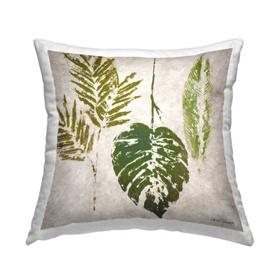 Greenery Leaf Impressions Decorative Printed Throw Pillow Design by Lanie Loreth