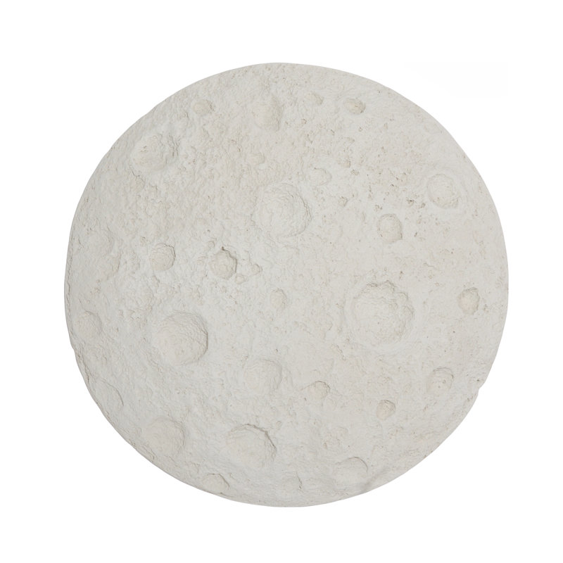 Crater Wall Art, 22", White Stone, White/Ivory