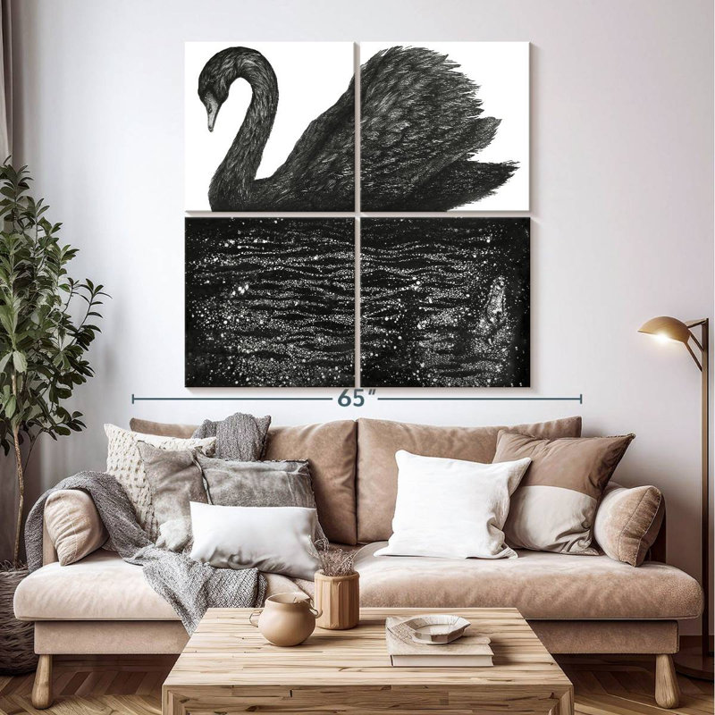 Brampt Black Swan Reflection, 50" H x 50" W