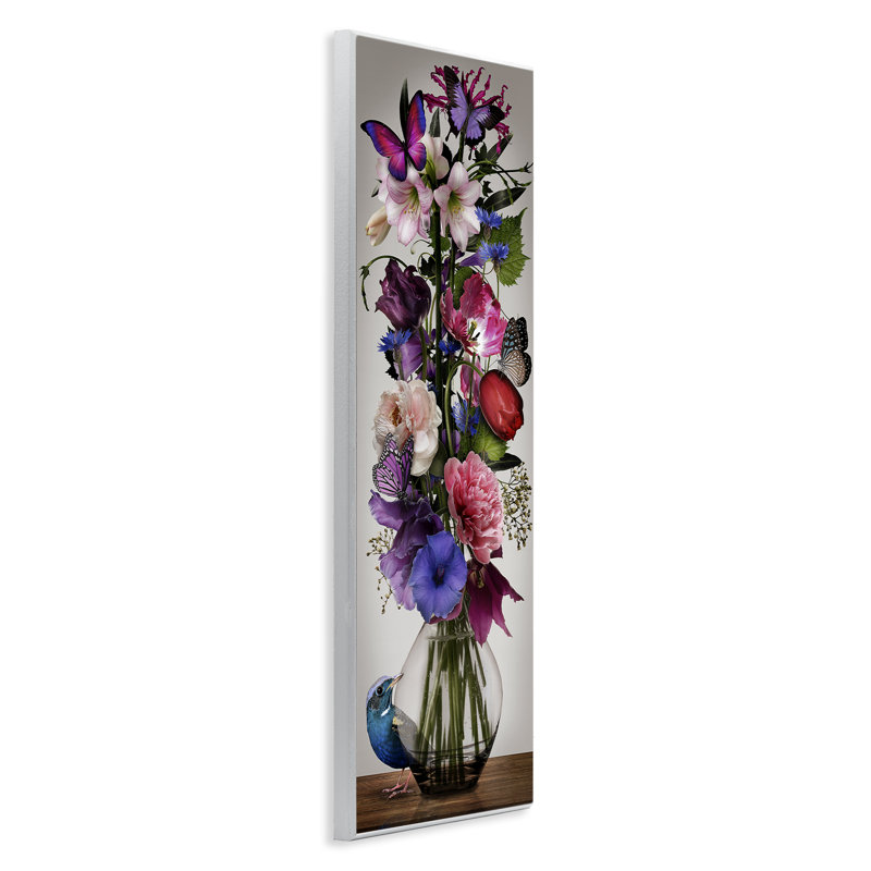 «Bird Peeking at Bouquet», art mural sur bois par Reinders