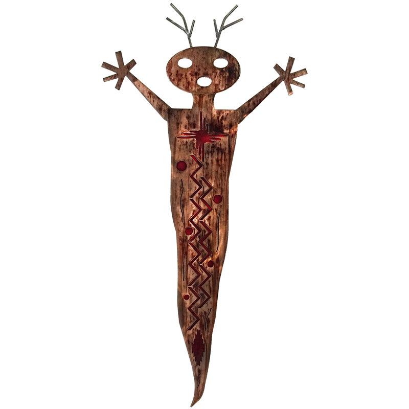 Handmade Traditional People Wall Decor on Metal, Candy Red