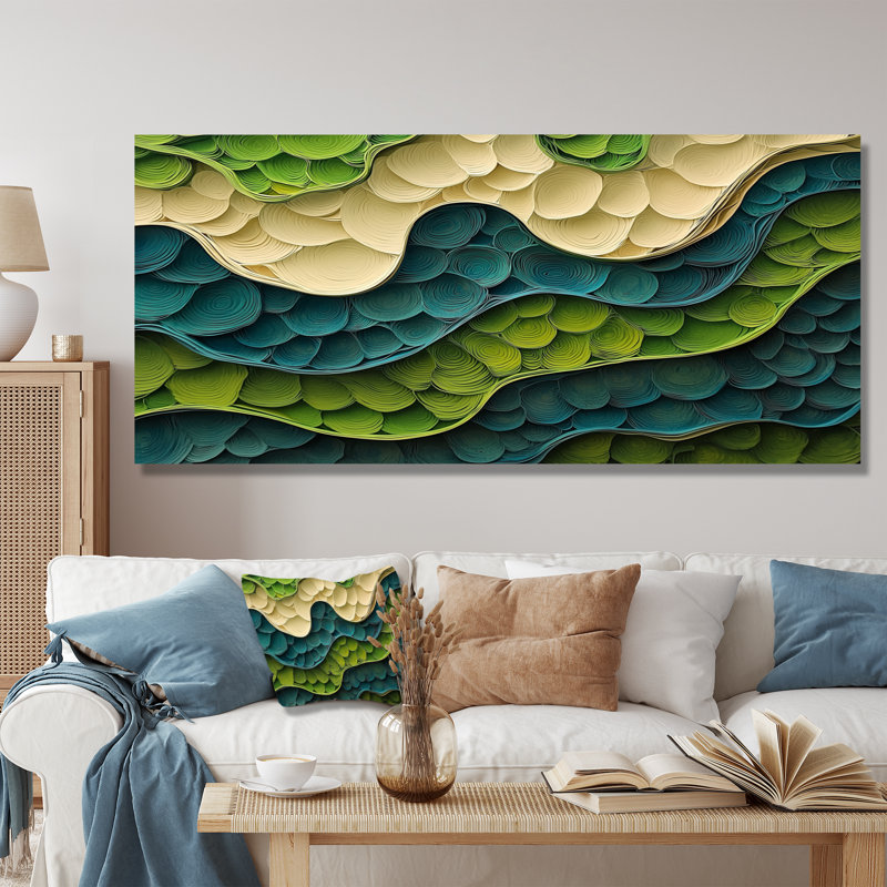 Biomorphism Earth Rhythm In Chaos VI - Art mural abstrait en métal pour salon, H 28 po x l 60 po