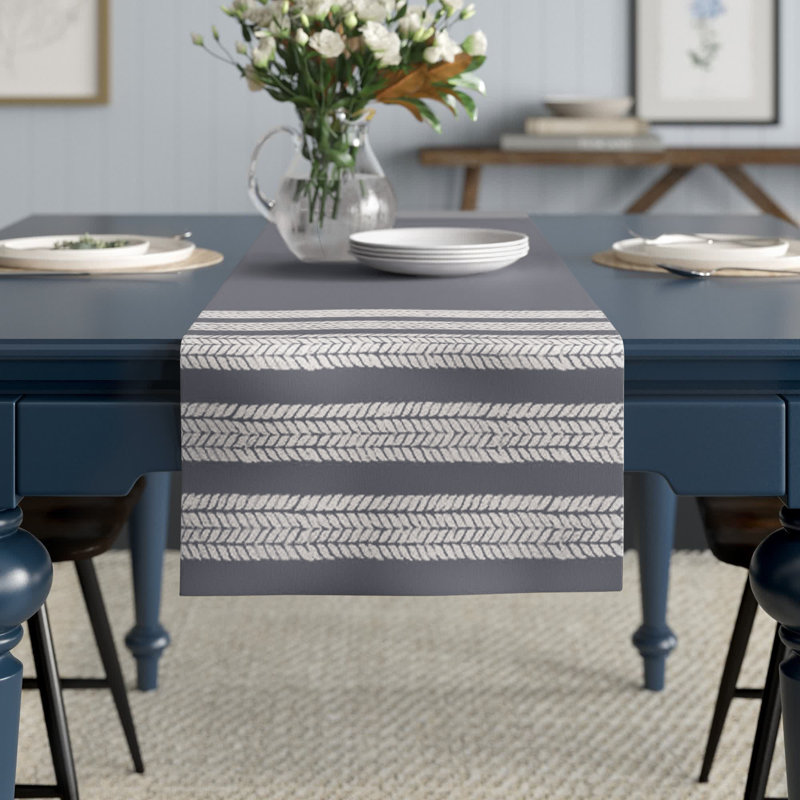 Kubiak Striped Table Runner, Dark Gray, 90" x 16"