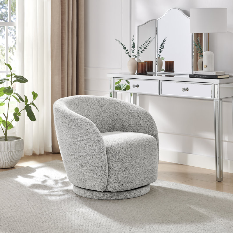 Temecka Retro Upholstered Cocoon Tub Swivel Accent Armchair - Simple and Sleek Style, Grey