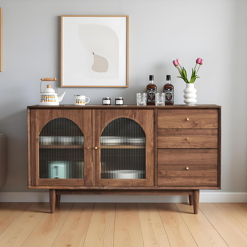 Buffet de rangement simple et moderne en bois massif, 33.46" H x 59.05" W x 15.74" D